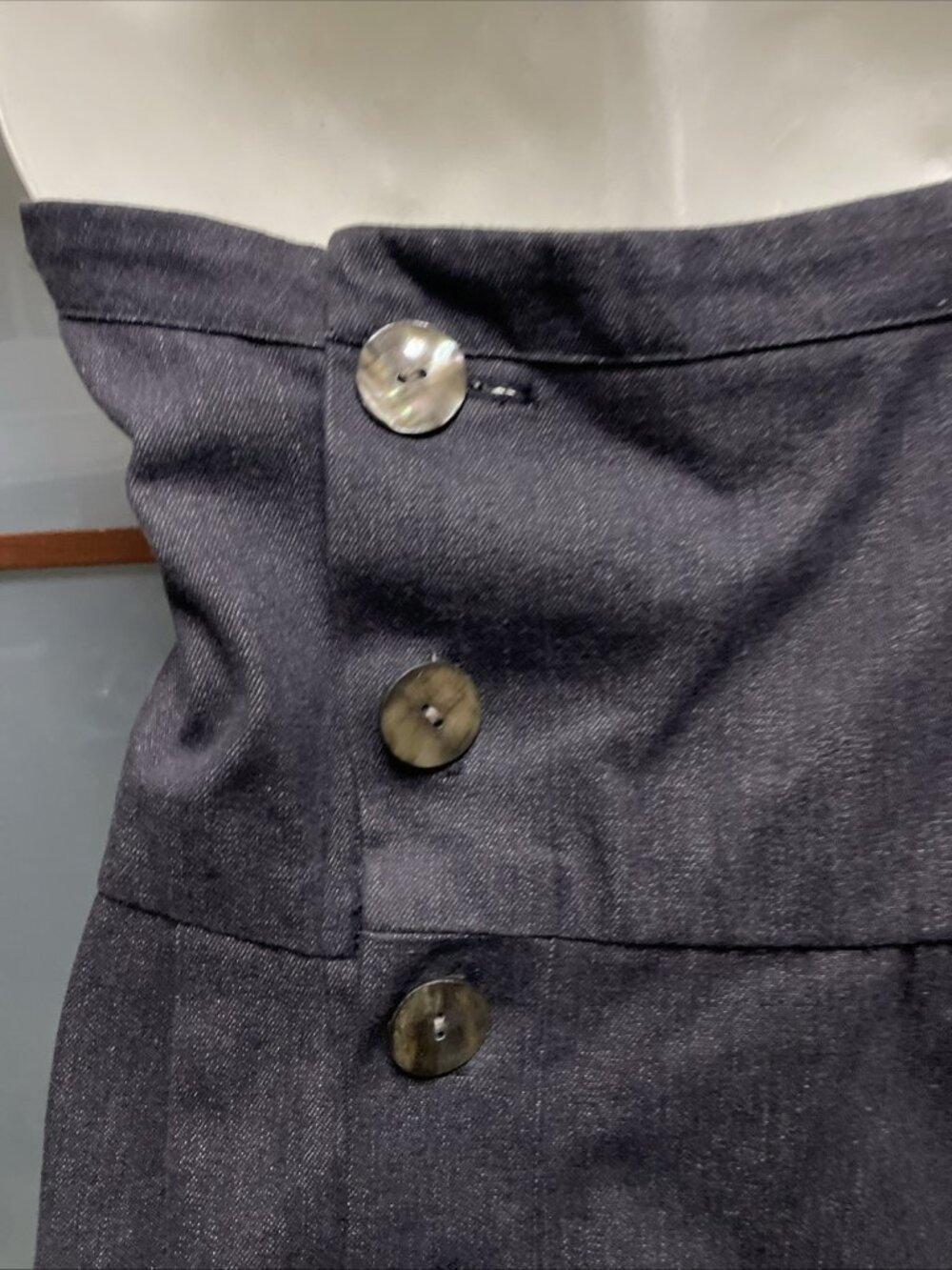 Yves Saint Laurent Rive Gauche Vintage 90s Denim Button Up Strapless Dress Sz 40 - Picture 4 of 8